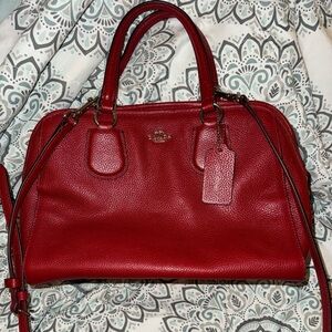 Coach F59180/59180E Nolita Satchel Pebble Leather Crossbody SVDE3: RED